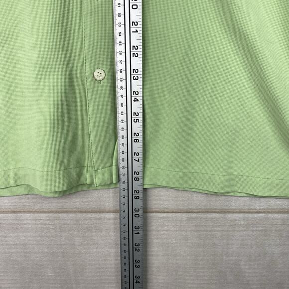 Vintage Toscano Shirt Mens M Green Woven Silk Pocket Button Up Short Sleeve - Picture 3 of 7